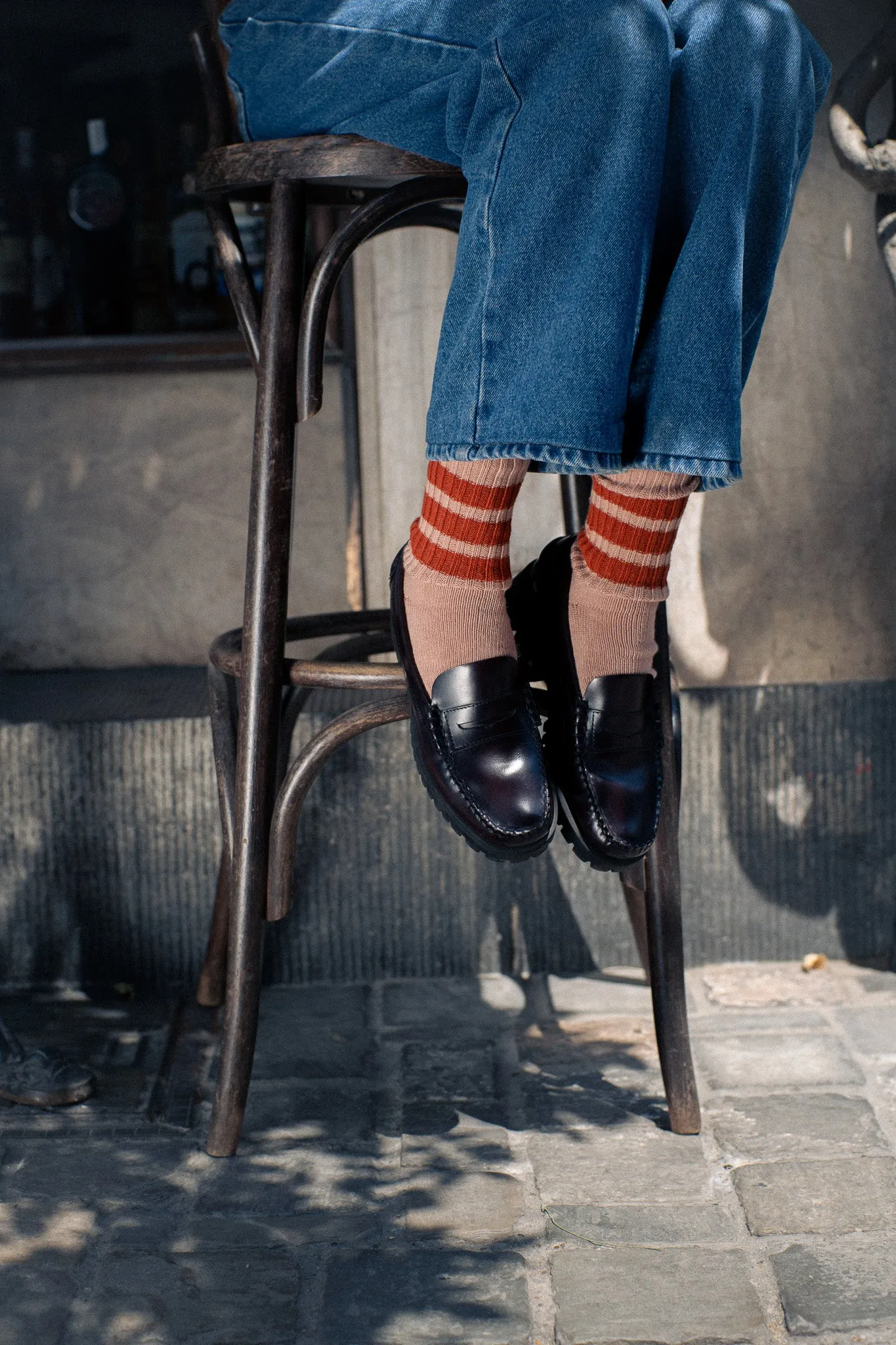 Women Stripes Crew Socks - Off Black / Green sold by Escuyer product image thumbnail 3