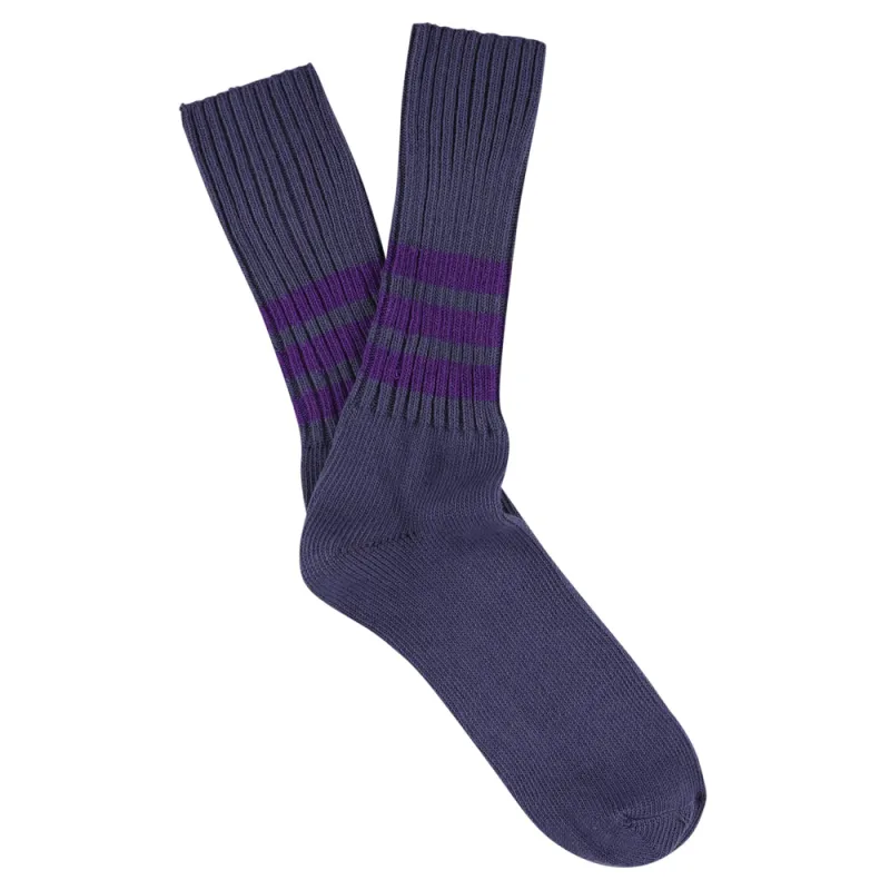 Men Stripes Crew Socks - Blue / Purple made by Escuyer