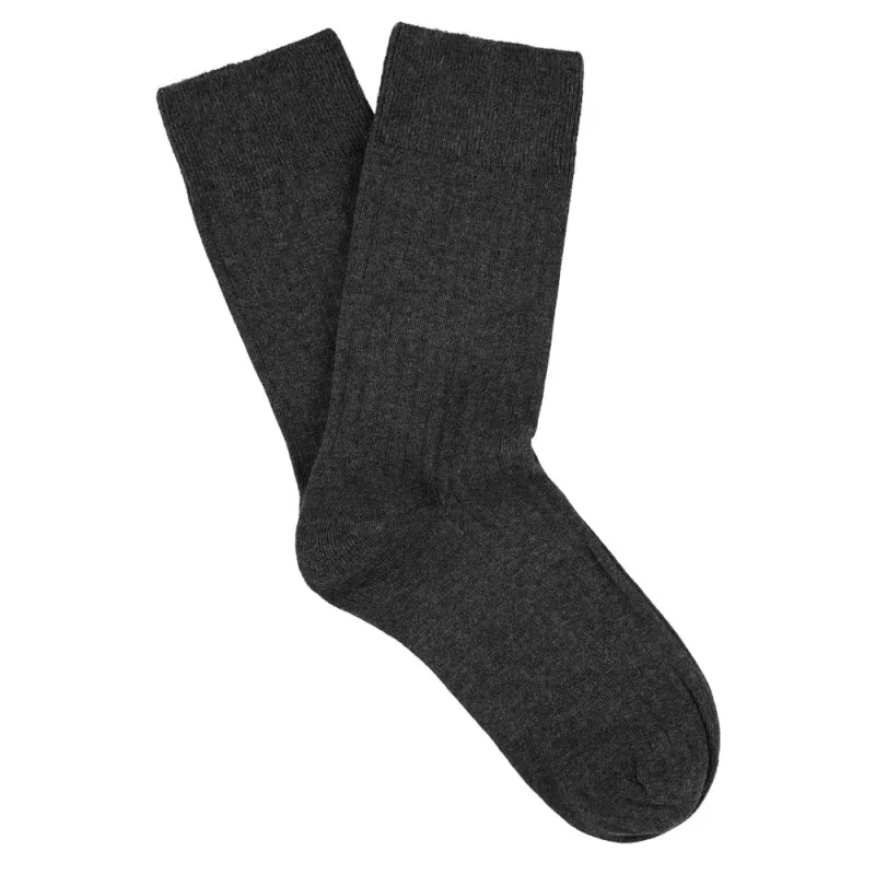 Women Classic Ribbed Socks - Anthracite made by Escuyer