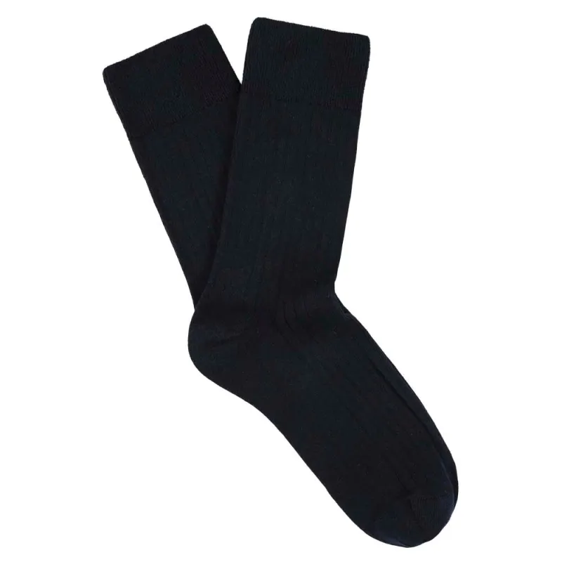 Women Classic Ribbed Socks - Navy made by Escuyer