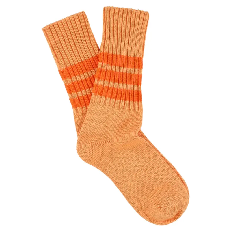 Women Striped Crew Socks - Off Orange / Bright Orange made by Escuyer