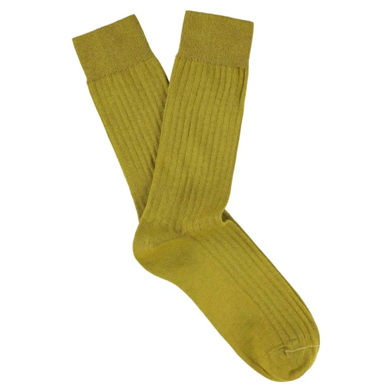 Men Classic Ribbed Socks - Yellow made by Escuyer