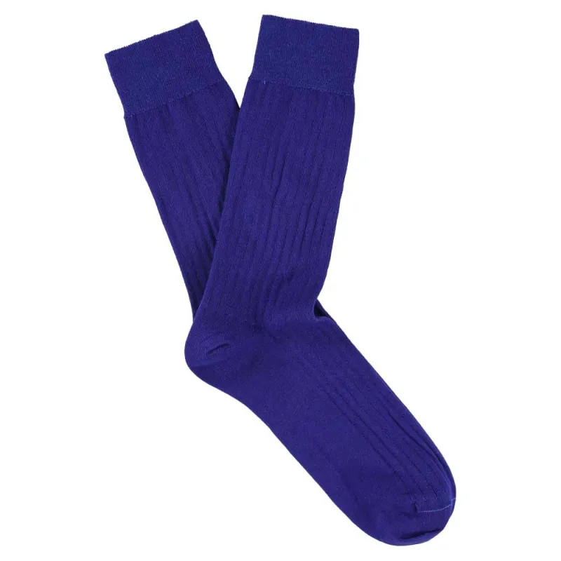 Men Classic Ribbed Socks - Bright Blue made by Escuyer