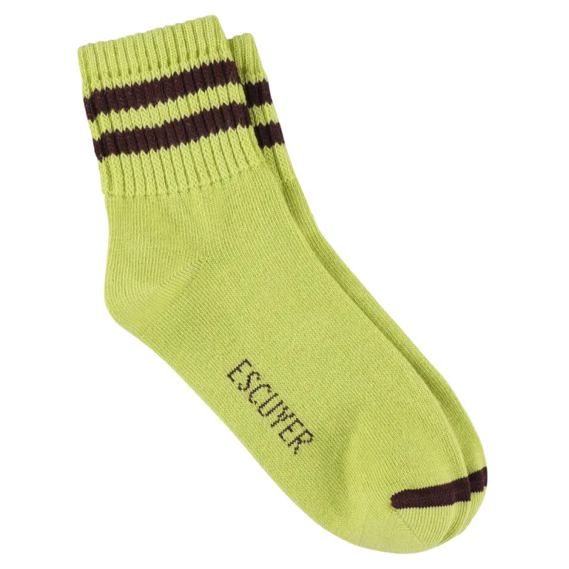 Women Striped Ankle Socks - Green / Bordeaux made by Escuyer