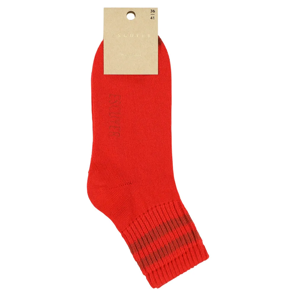 Women Striped Ankle Socks - Red / Ochre sold by Escuyer product image thumbnail 2