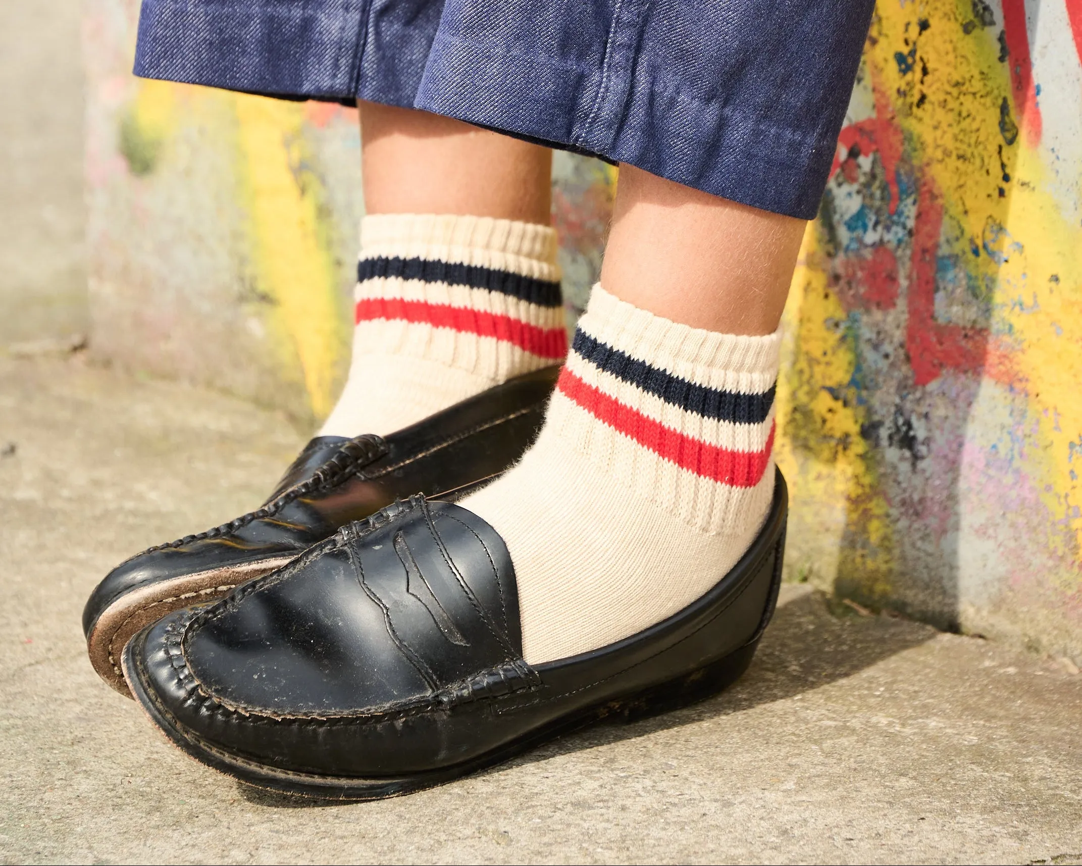 Women Striped Ankle Socks - Red / Ochre sold by Escuyer product image thumbnail 3