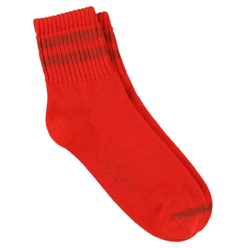 Women Striped Ankle Socks - Red / Ochre made by Escuyer