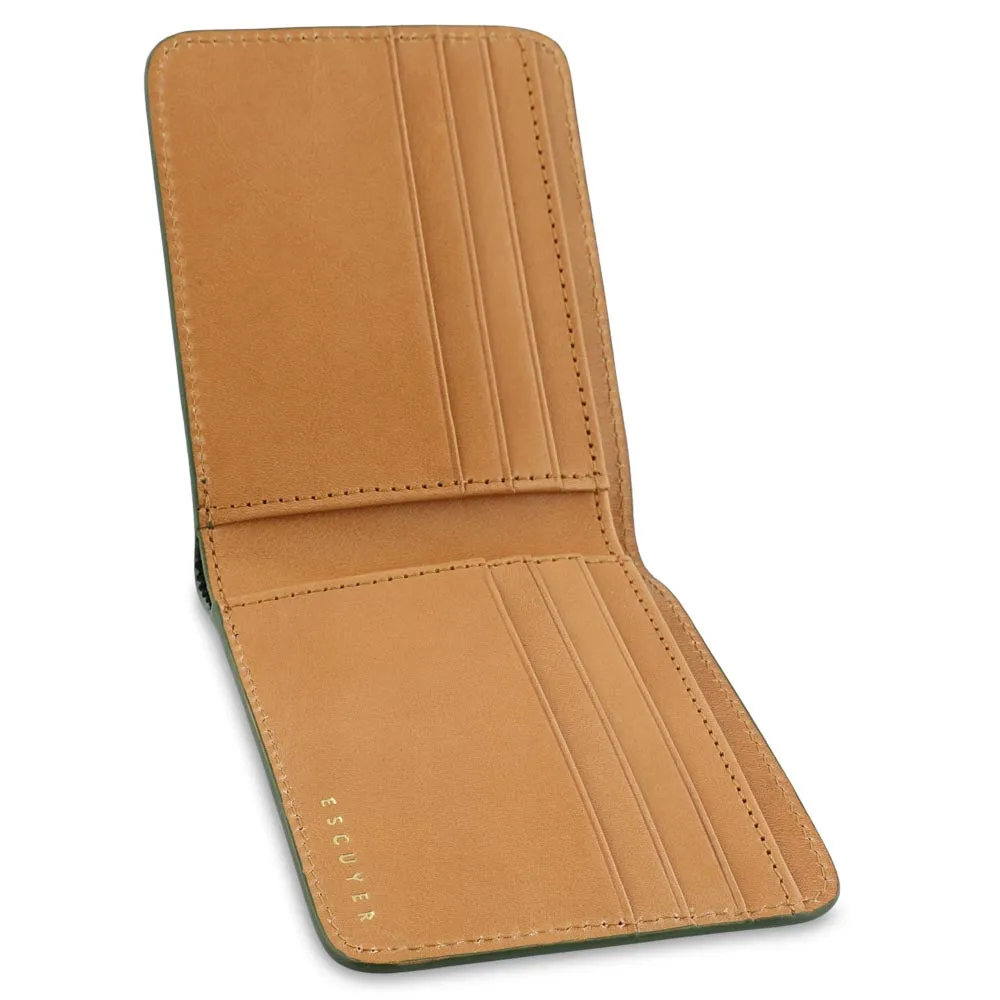 Leather Billfold Wallet - Jungle Green / Natural sold by Escuyer product image thumbnail 4