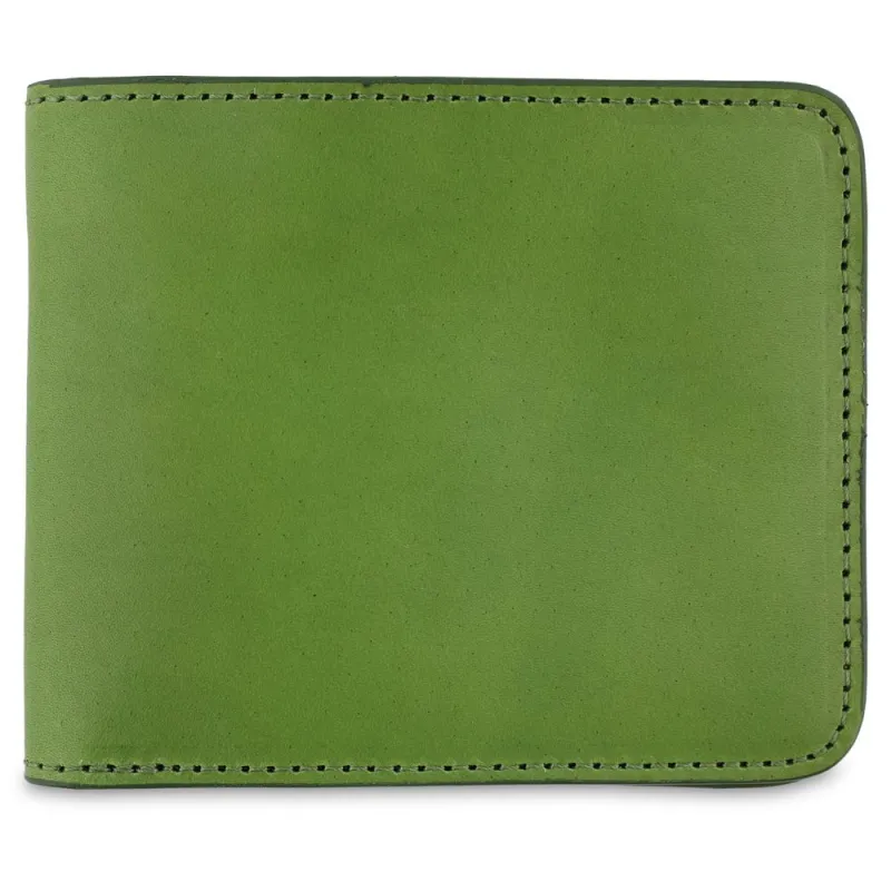 Leather Billfold Wallet - Jungle Green / Natural made by Escuyer