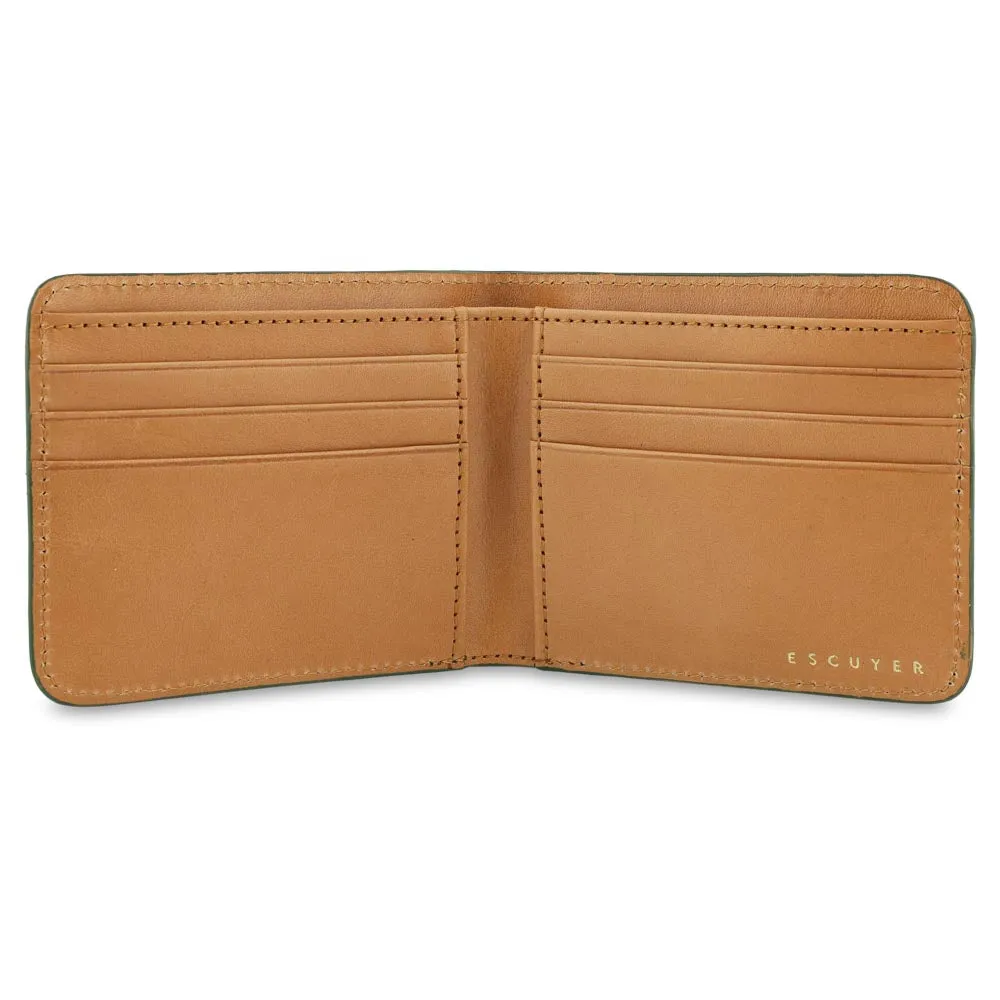 Leather Billfold Wallet - Jungle Green / Natural sold by Escuyer product image thumbnail 3