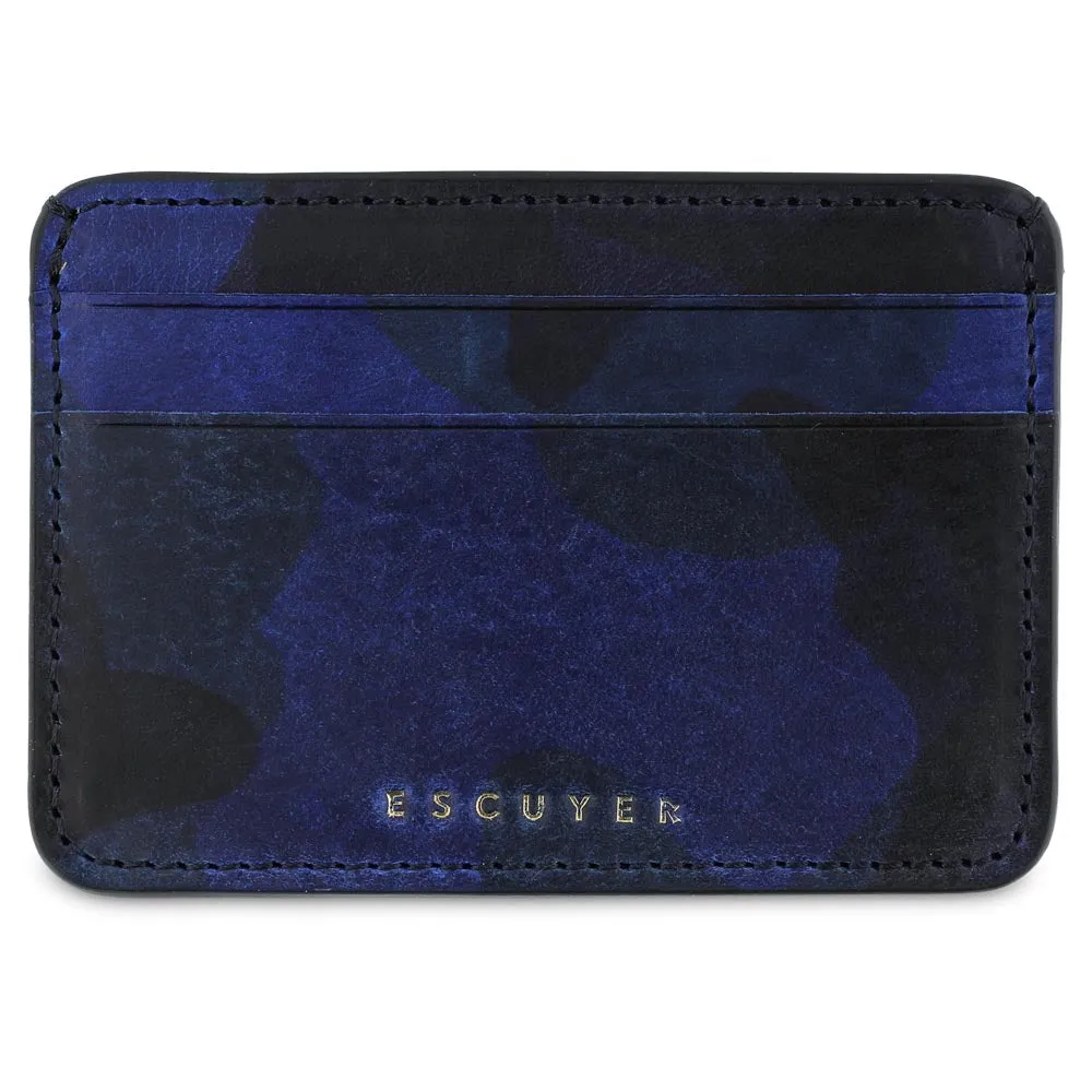 Leather Cardholder — Blue Camouflage sold by Escuyer