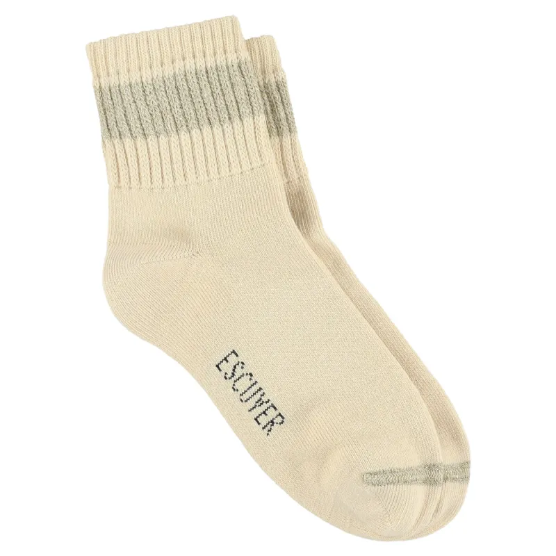 Women Lurex Ankle Socks - Ecru / Gold made by Escuyer