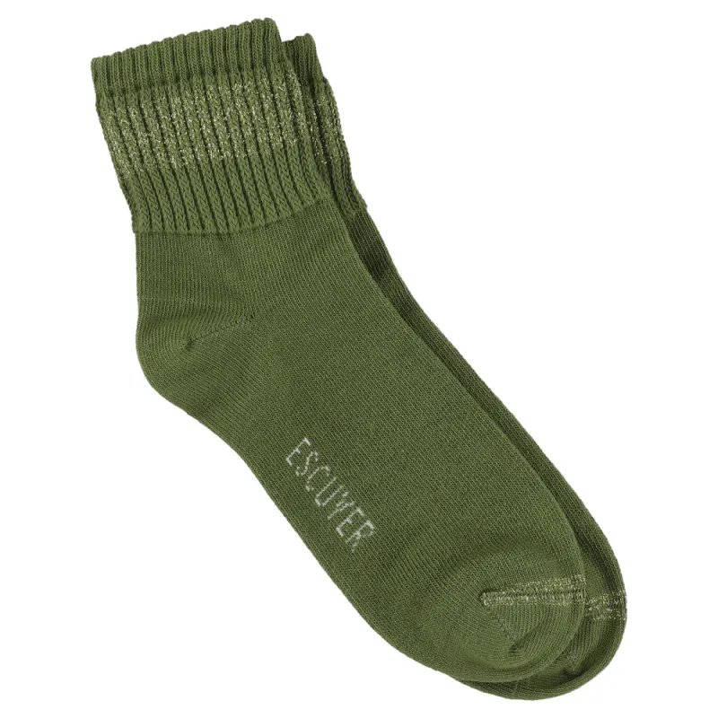 Women Lurex Ankle Socks - Green / Gold made by Escuyer