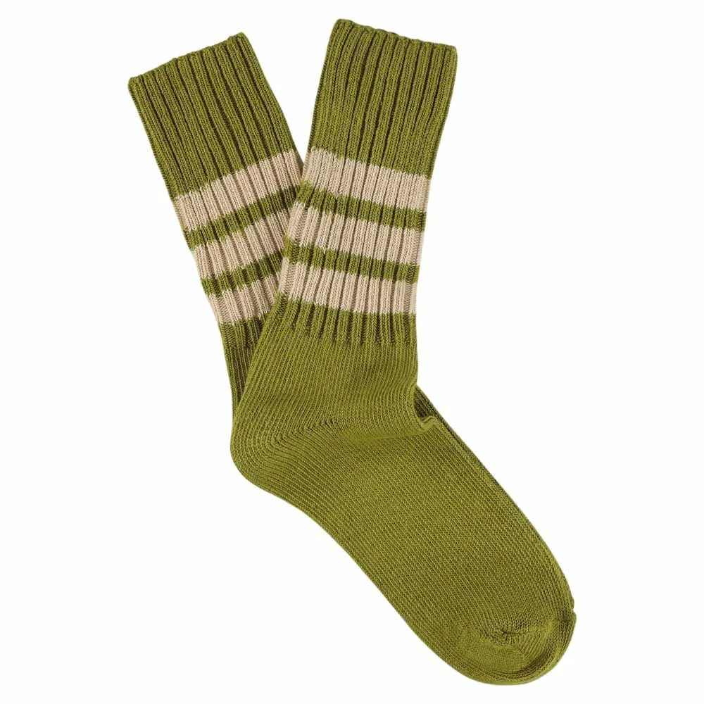 Women Striped Crew Socks - Khaki / Pink sold by Escuyer
