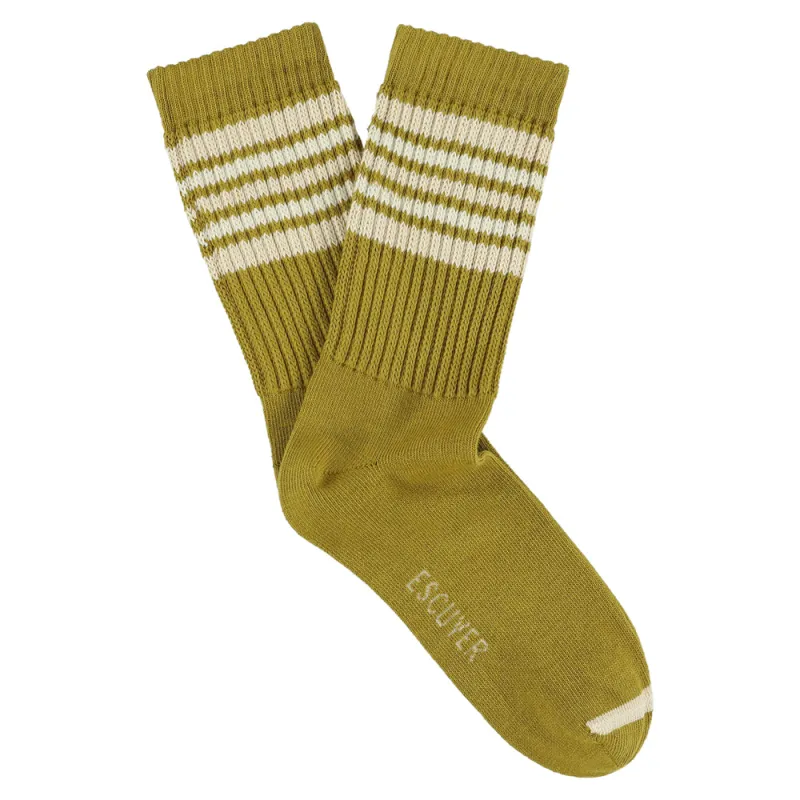 Women 5 Stripes Socks - Gold / Ecru made by Escuyer