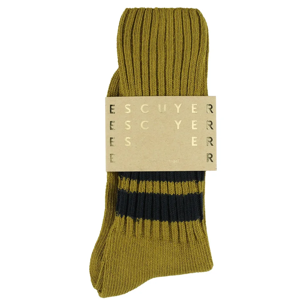 Men Striped Crew Socks - Cumin / Blue sold by Escuyer product image thumbnail 2