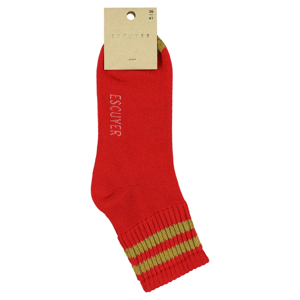 Women Striped Ankle Socks - Red / Gold sold by Escuyer product image thumbnail 2