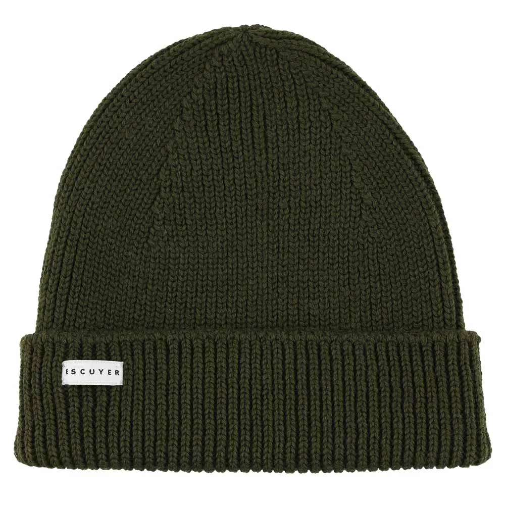 Ribbed Merino Beanie / Khaki sold by Escuyer