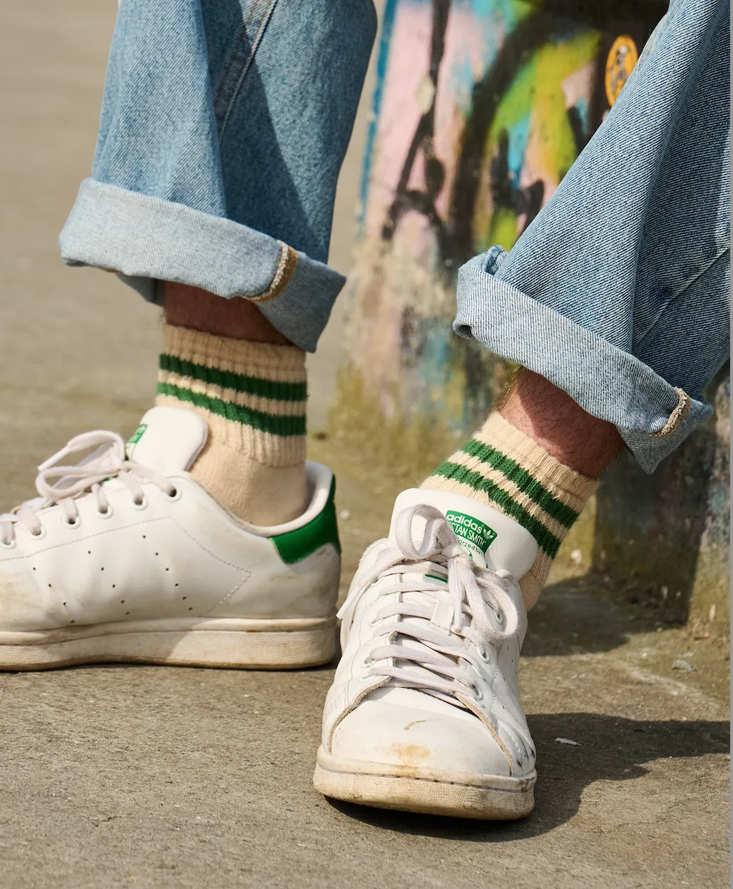 Men Striped Ankle Socks - Ecru / Blue / Orange sold by Escuyer product image thumbnail 2