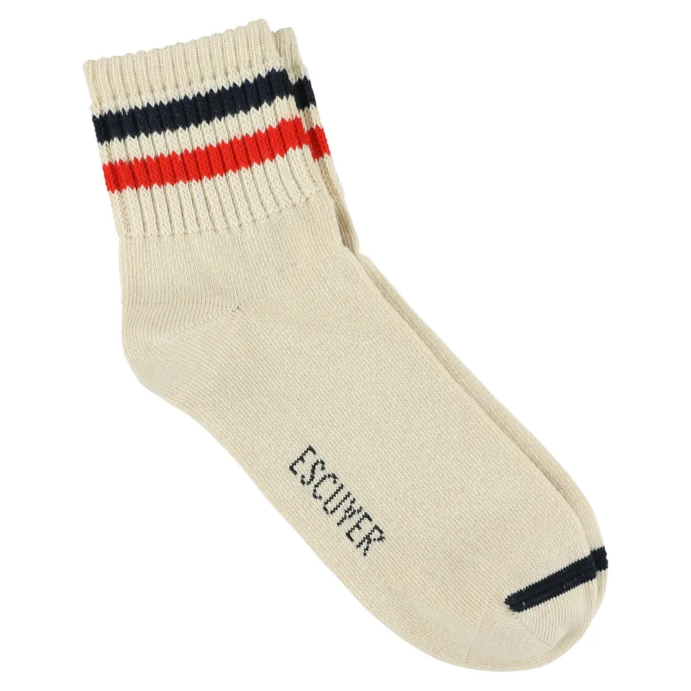 Men Striped Ankle Socks - Ecru / Blue / Orange sold by Escuyer