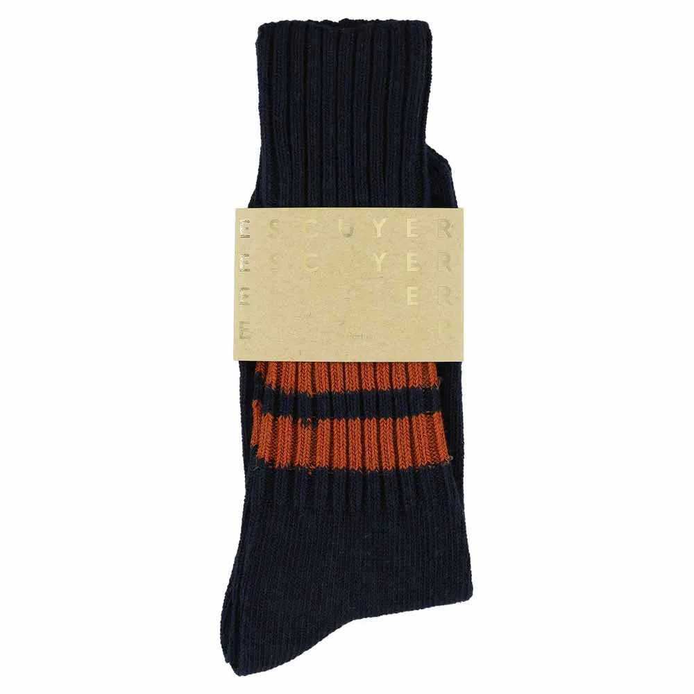 Men Stripes Crew Socks - Blue / Rust sold by Escuyer product image thumbnail 2