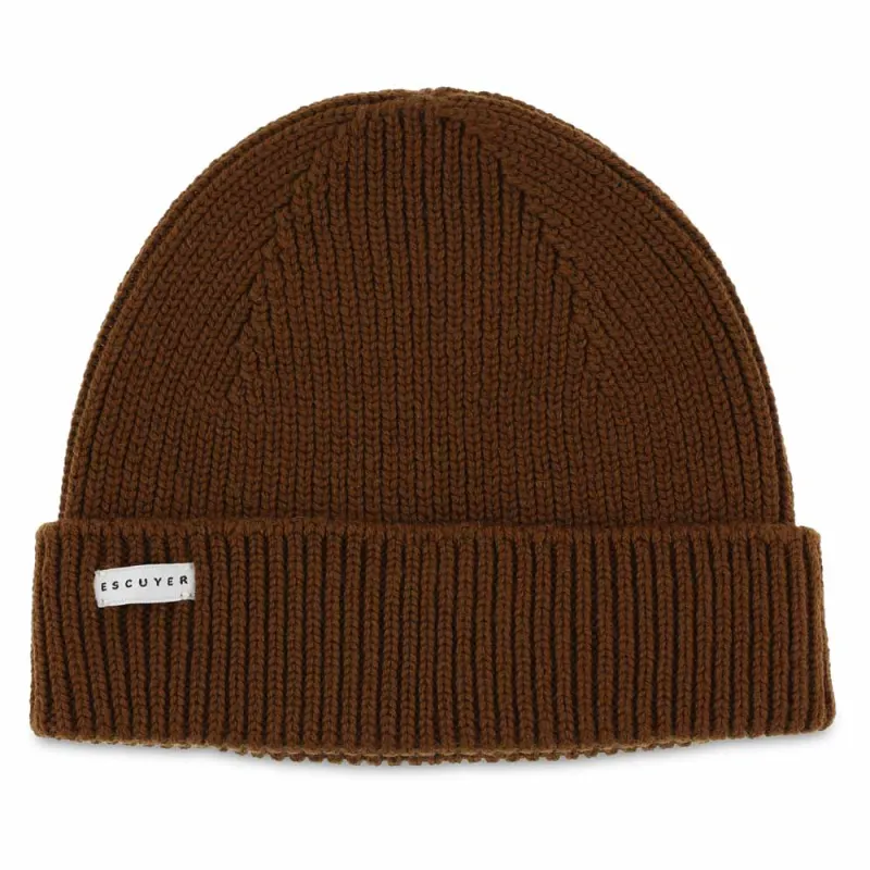 Ribbed Merino Beanie / Tobacco made by Escuyer
