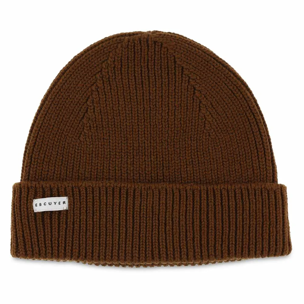 Ribbed Merino Wool Beanie / Tobacco sold by Escuyer