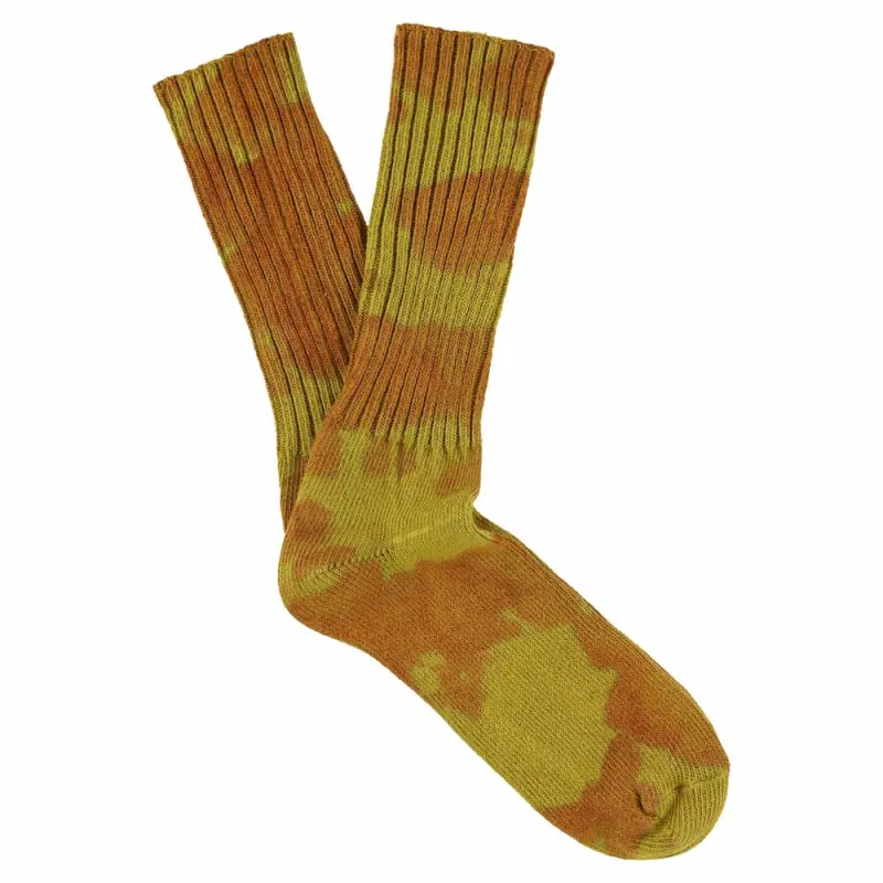Men Tie Dye Socks - Rust / Mustard made by Escuyer