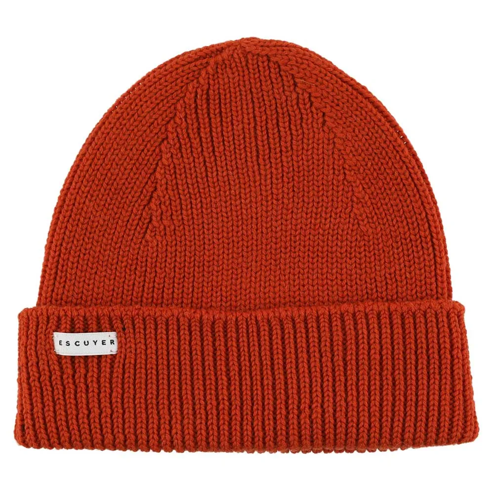 Ribbed Merino Beanie / Orange sold by Escuyer
