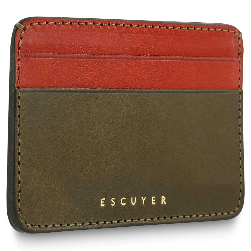 Leather Cardholder — Khaki / Orange sold by Escuyer product image thumbnail 3