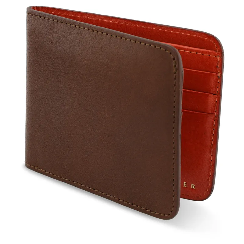 Leather Billfold Wallet - Light Brown / Orange made by Escuyer