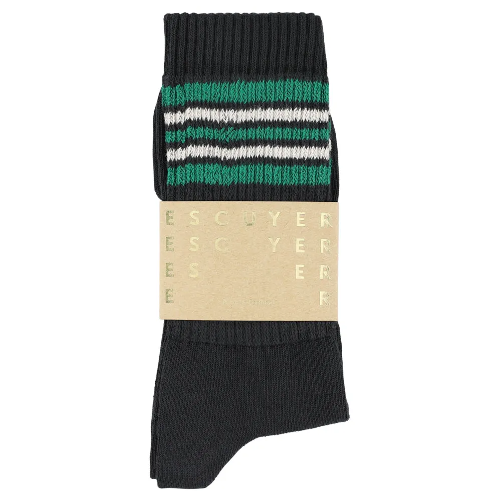 Men 5 Stripes Socks - Black / Green / Ecru sold by Escuyer product image thumbnail 2