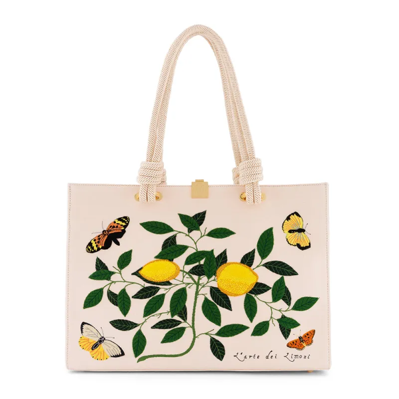 Lemons and Butterflies (Tote Medium) made by Olympia Le-Tan