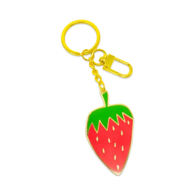Strawberry Enamel Bag Charm & Keychain made by Jenny Lemons