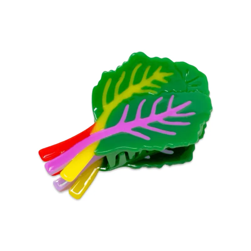 Midi Rainbow Chard Hair Claw Clip made by Jenny Lemons