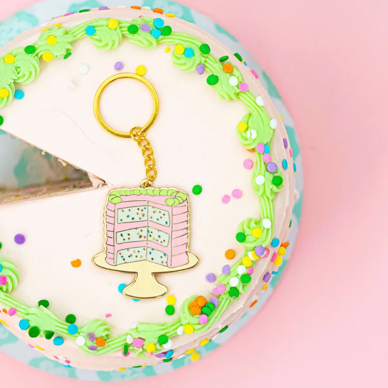 Confetti Cake Enamel Keychain made by Jenny Lemons