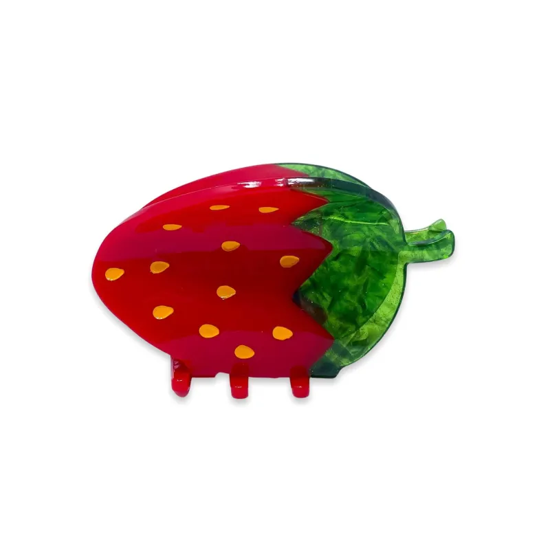 Midi Red Strawberry Hair Claw Clip made by Jenny Lemons