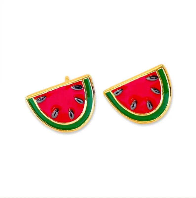 Watermelon Enamel Earrings made by Jenny Lemons