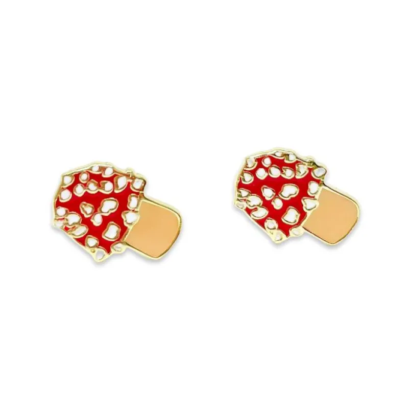 Mushroom Enamel Earrings made by Jenny Lemons