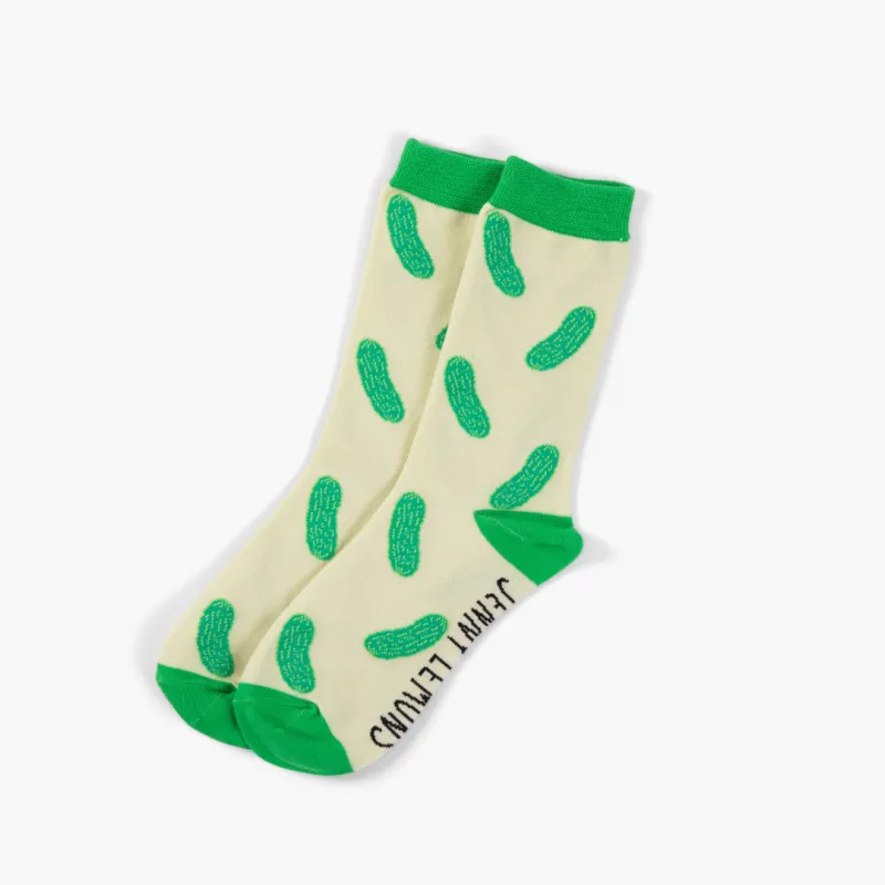 Green Colorblock Pickle Crew Socks made by Jenny Lemons