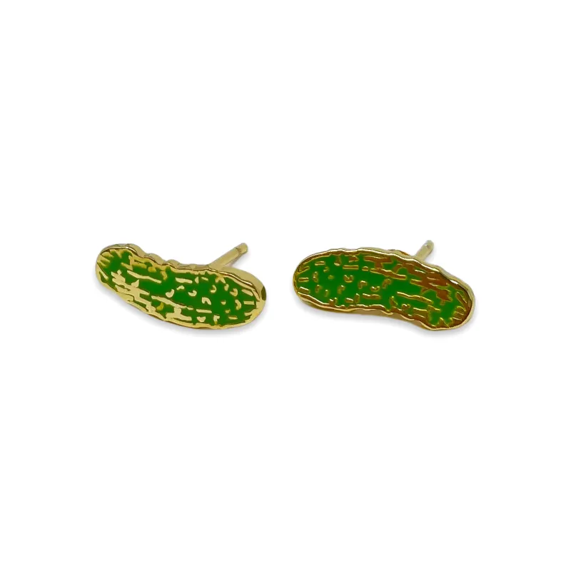 Pickle Enamel Earrings made by Jenny Lemons