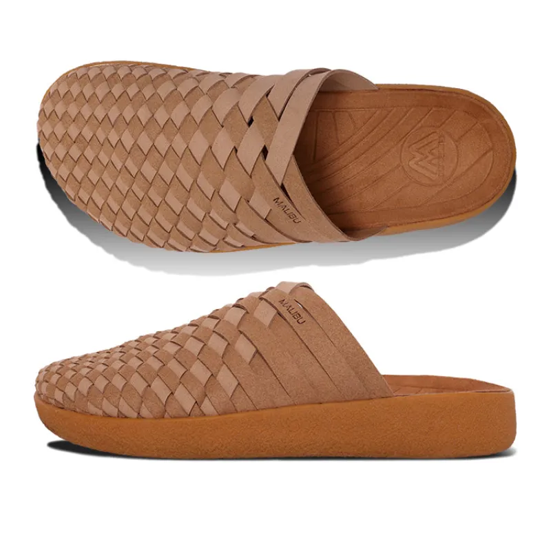 Colony Two-Tone Mule | Suede Vegan Leather | Rubber | Beige | Walnut made by Malibu Sandles