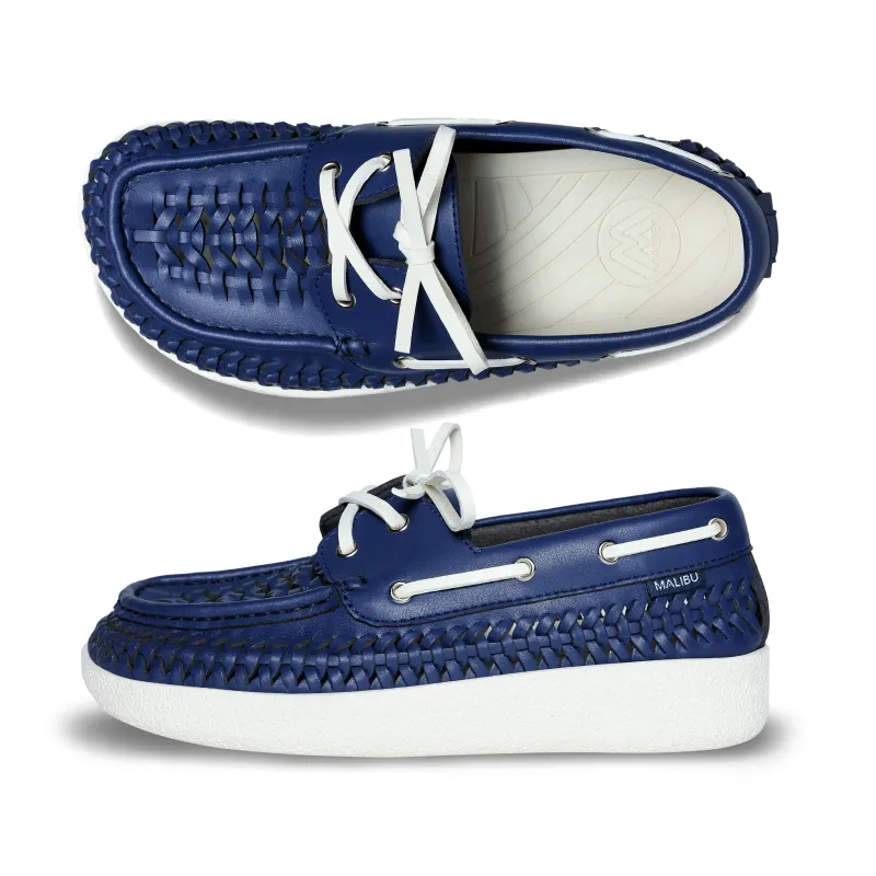 Skipper Boat Shoe | Navy Blue | Off-White made by Malibu Sandles
