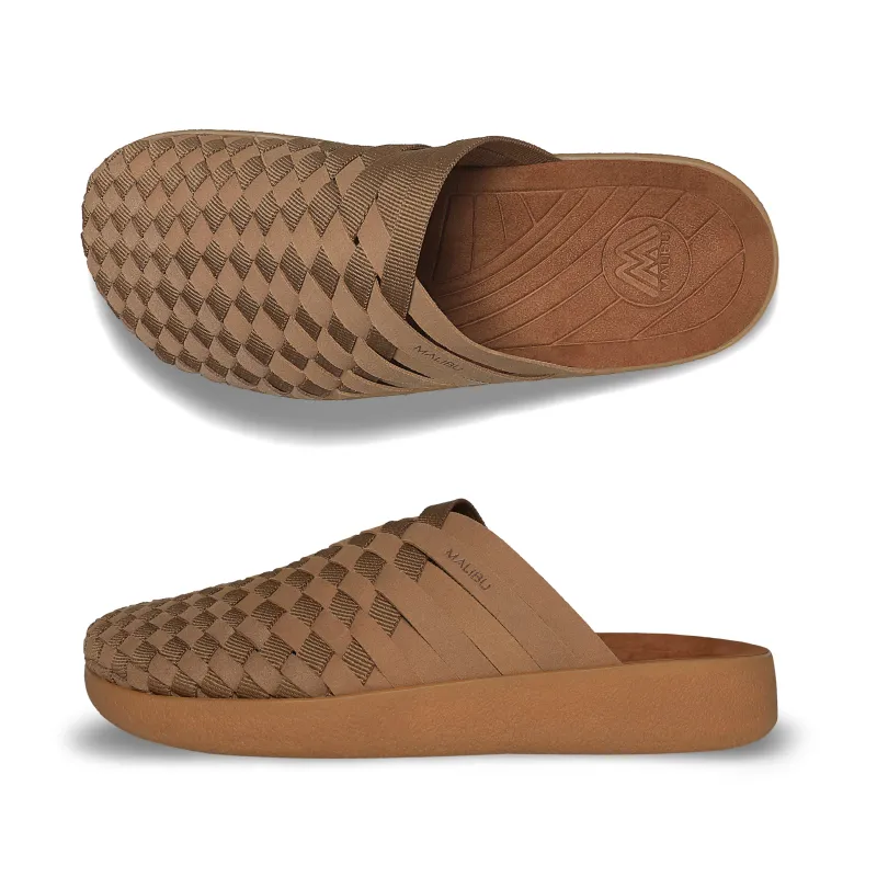 Colony Mule | Recycled Poly | Suede Vegan Leather | Rubber - Coyote/Tan made by Malibu Sandles