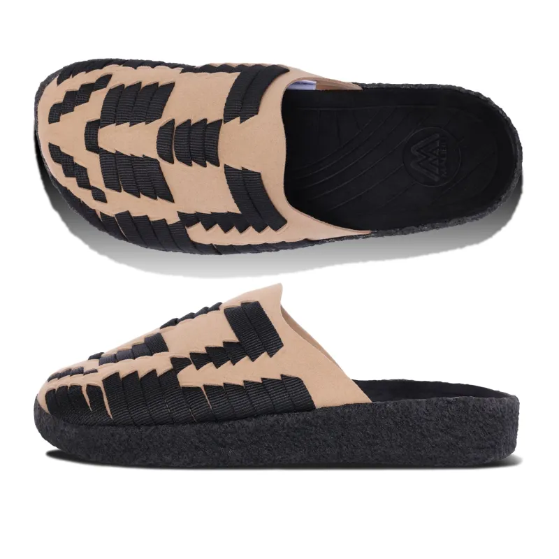 Thunderbird Mule | Suede Vegan | Nylon | Crepe Rubber | Black | Beige made by Malibu Sandles
