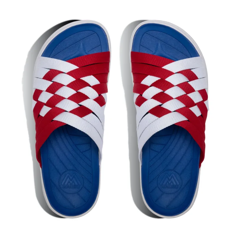 Men’s Zuma Team Slide | Red | White | Royal made by Malibu Sandles