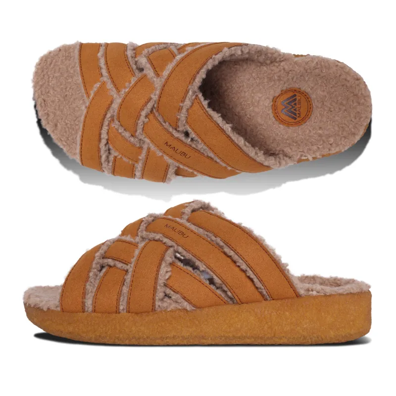 Zuma LX | Suede Vegan | Sherpa | Crepe - Golden Oak/Tan made by Malibu Sandles