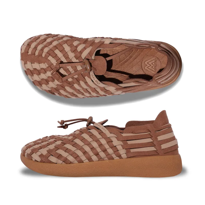 Latigo | Suede Vegan | Two-Tone | Crepe | Walnut | Beige made by Malibu Sandles