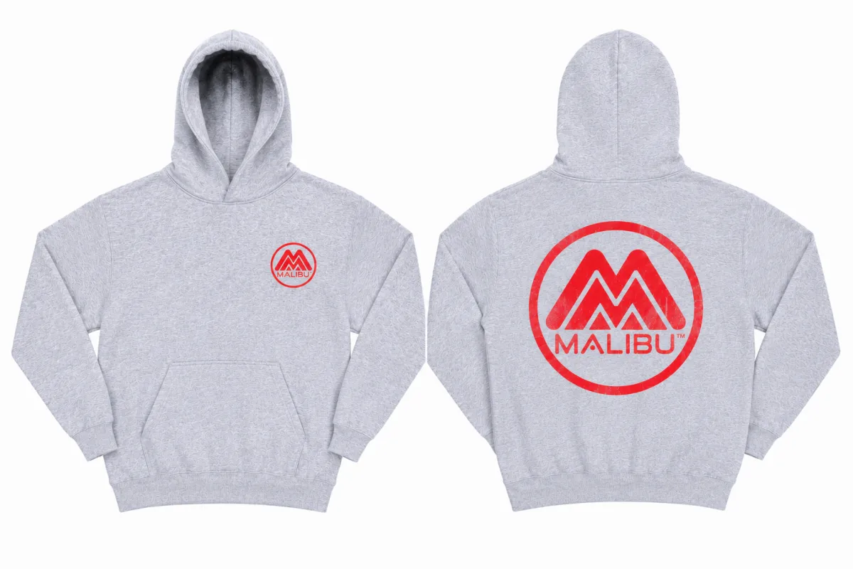 Men's Malibu Badge Hoodie - Heather Grey / Green made by Malibu Sandles