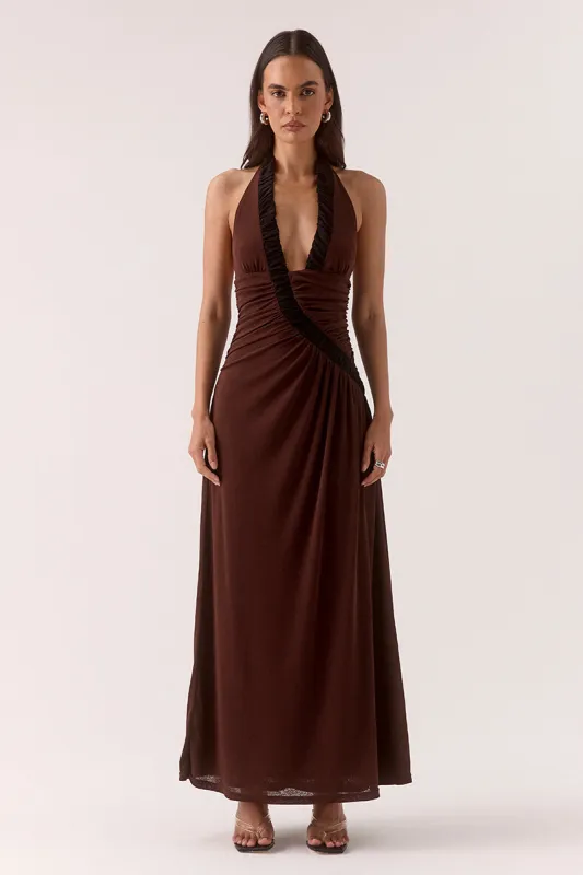 ALORA MAXI DRESS - GANACHE / BLACK made by SOVERE